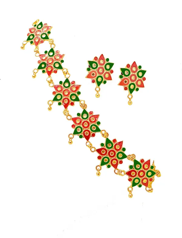 Assamese_Traditional_Pati_Design_Red-Green_Colour_Golpata_Jewellery_Set_For_Women